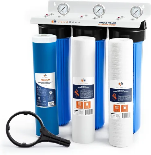 Miniatura 13 de Aquaboon Sistema de filtro de agua de 3 etapas para toda la casa, filtros de polipropileno y sedimentos para heridas de cuerda para agua de pozo