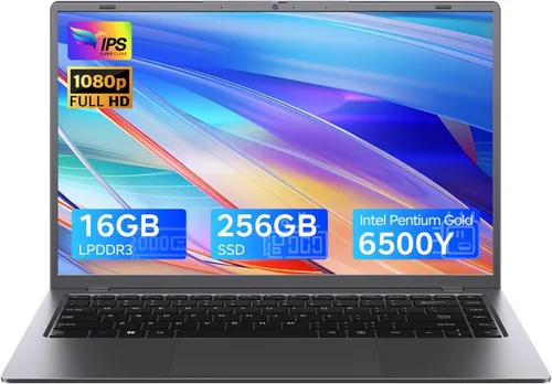 Laptop de 15.6 pulgadas con Pentium Gold 6500Y (hasta 3.4GHz), 16GB RAM 256GB SSD, 1080P Full HD, USB-C, WiFi 5, BT5.0, computadoras portátiles