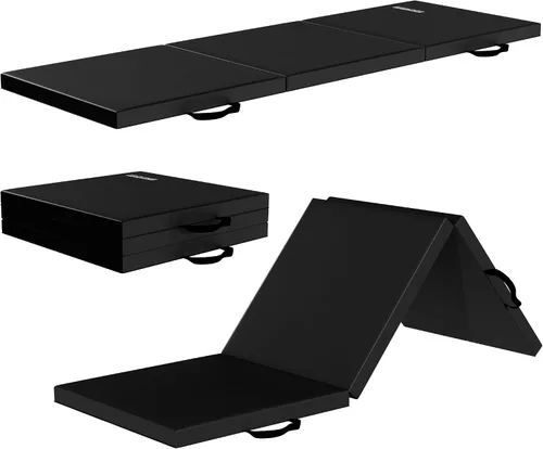 Miniatura 9 de Fitvids Esterilla de gimnasia plegable para hacer ejercicio, 2 x 6 x 2 pulgadas, con asas de transporte, de alta densidad, antidesgarros, portátil