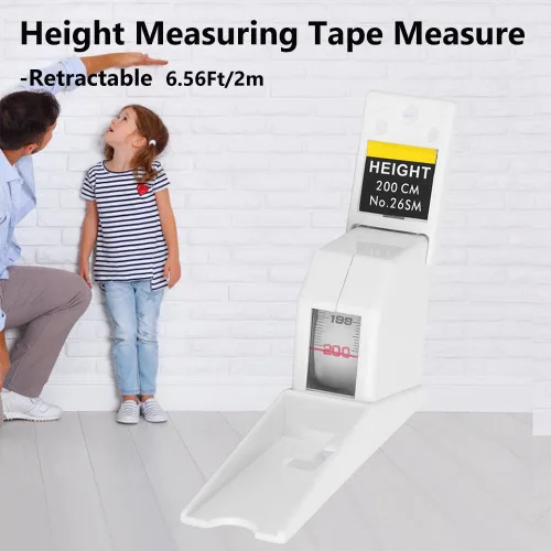 Miniatura 4 de Eboxer - Cinta métrica de altura de 6.56 pies, regla retráctil automática para adultos y niños, herramienta de medición de metal montada en la pared