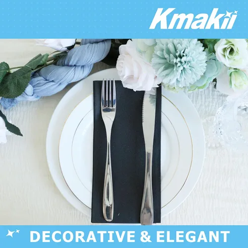 Miniatura 2 de KMAKII Servilletas desechables negras para cena, servilletas de tela como servilletas de papel de lino, toallas de mano de papel para baño, bodas
