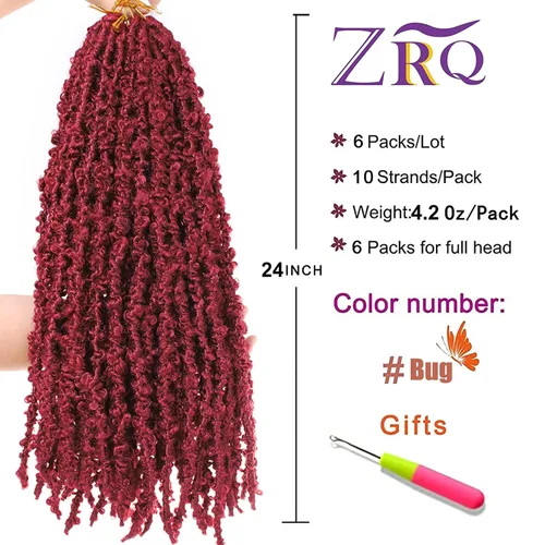 Miniatura 81 de ZRQ Butterfly Locs Cabello de Ganchillo Corto 6 Paquetes Negro Cabello Bob de Ganchillo 8 Pulgadas Locs Sintéticos Desordenados Desgastados Trenzas