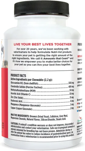 Miniatura 9 de Nutri-Vet Advanced Strength - Suplementos masticables para perros para cadera y articulaciones, formulados con glucosamina y condroitina para apoyar