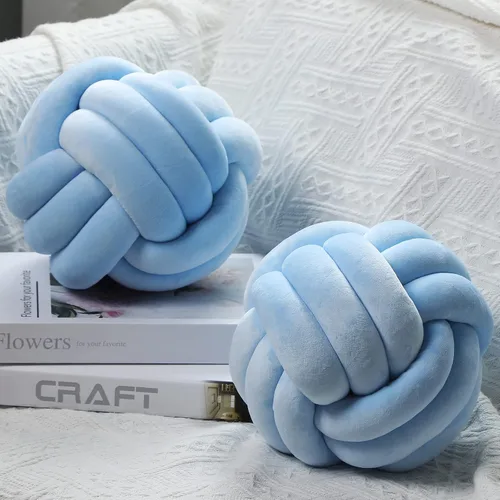 Miniatura 21 de Namalu 2 piezas de almohada bola de nudo suave, cojines decorativos redondos anudados, almohadas de bola rellenas hechas a mano para dormitorio