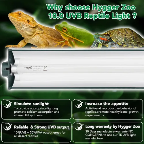 Miniatura 3 de Kit combinado de iluminación T5 para reptiles verde, accesorio de luz de campana para terrario de reptiles, bombilla fluorescente de tubo UVB 10.0