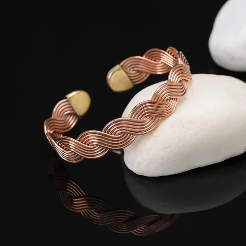 Miniatura 35 de Handmade Elegant Copper Bracelet for Women - Pure Copper Bracelet for Pain Relief and Stress Relief - Adjustable Entwisted Copper Bracelet to Fit