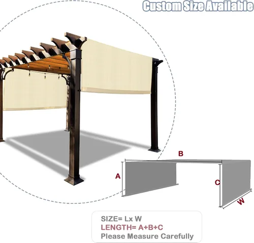 Miniatura 7 de Alion Home Funda universal transpirable para pérgola – Toldo de repuesto para pérgola – Cubierta de parasol ajustable para exteriores con varillas
