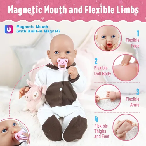 Miniatura 4 de Vollence Muñecas magnéticas de silicona de 23 pulgadas con peso de 11.4 libras, [NO vinilo], de silicona de cuerpo completo, realista, realista