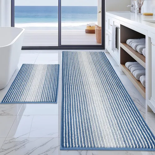Miniatura 124 de Juegos de Alfombras y Tapetes para Baño, Juego de Alfombra de Baño de Felpilla Gruesa Absorbente de 2 Piezas Antideslizante, Tapetes Suaves