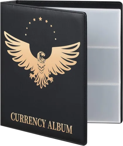 MUDOR - Álbum de 90 bolsillos para coleccionar billetes de dólar, álbum premium de colección de monedas del mundo en PU, álbum clásico de