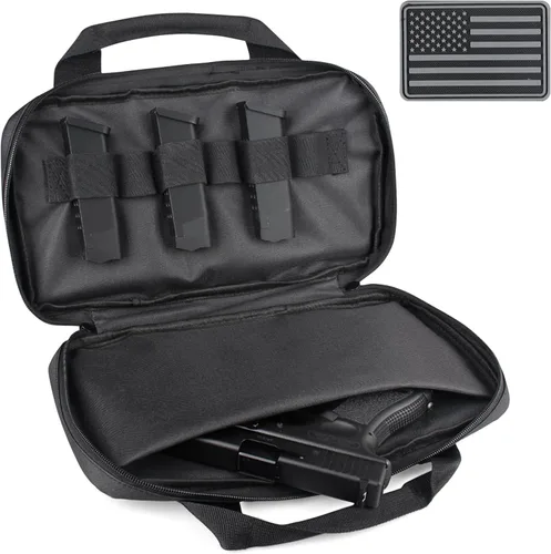 Miniatura 9 de LIVANS Estuche para pistola táctica, funda acolchada para pistola doble, cartera para pistola de mano, fundas blandas, bolsas rectangulares