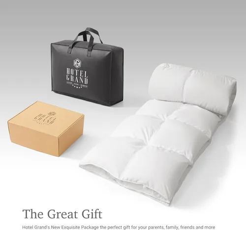 Miniatura 8 de Hotel Grand Edredón de Fibra de Plumón de Ganso Blanco Tamaño Individual – Relleno de Edredón Esponjoso de Colección Hotelera para Todas