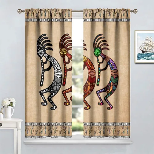 Miniatura 3 de Kokopelli - Cortinas opacas para cocina, decoración de sala de estar, dormitorio, 21 x 45 pulgadas, 2 paneles