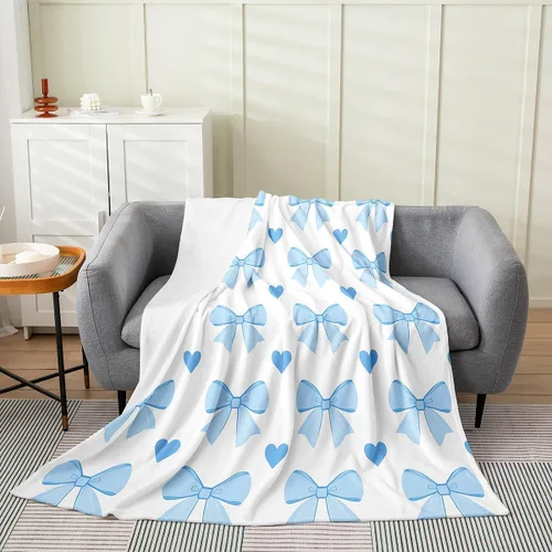 Miniatura 22 de Erosebridal Manta de franela con nudo de lazo para niñas, 40 x 50 pulgadas, diseño de rayas de diamante, para sofá cama y cama de vellón para niños