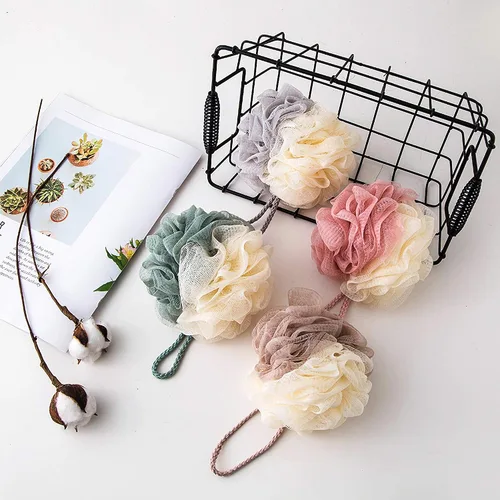Miniatura 6 de TCOTBE Paquete de 4 esponjas de malla de encaje de esponja de baño, esponja, surtido multicolor para piel sedosa, espuma de limpieza completa