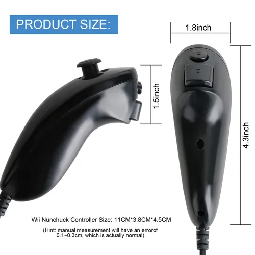 Miniatura 4 de Nunchuck Controller, 2 Pack Nunchuck Controller Replacement for wii Nunchuck Controller Joystick Gamepad, Compatible with Nintendo Wii & Wii U