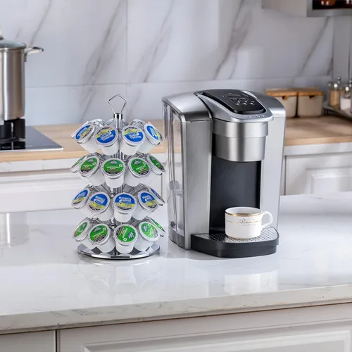 Miniatura 6 de Soporte para cápsulas de café K de almacenamiento de 4 niveles compatible con 36 cápsulas K-Cup 27 vainas-3 niveles