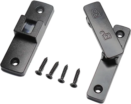 Miniatura 3 de Cerradura de Pestillo Abatible de Servicio Pesado 90/180 Grados Deslizante/Oscilante Cerradura de Pestillo de Puerta para Portón Granero Garaje Negro