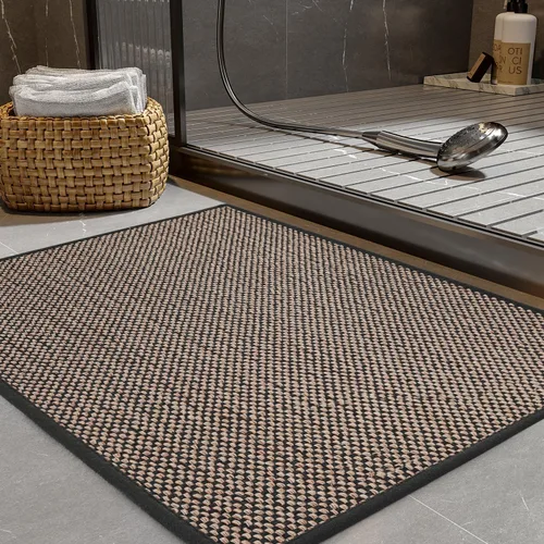 Miniatura 7 de PADOOR Alfombra de baño antideslizante con parte trasera de goma, trenzada absorbente, lavable a máquina, fina alfombra para suelo de baño, de Beige
