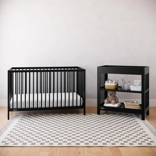 Miniatura 3 de Graco Teddi Cuna convertible 5 en 1 (negro) – Certificado GREENGUARD Gold, se convierte en sofá cama, cama infantil y individual con cabecera
