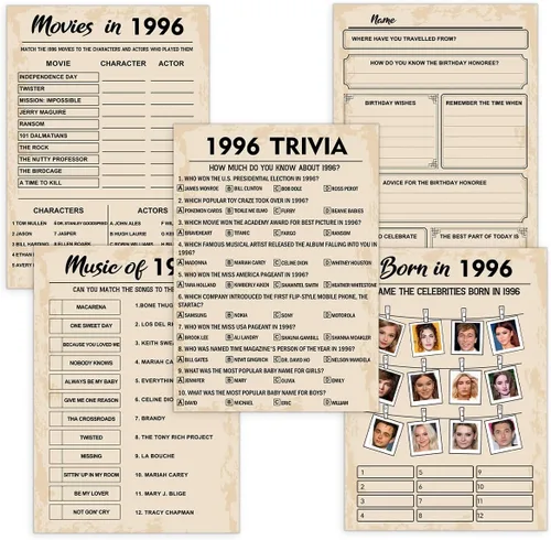 Miniatura 10 de QUPT Juegos de Fiesta de 30 Cumpleaños, Conjunto de 2 Actividades para 15 Invitados, Paquete de Juegos Nacidos en 1996, Suministros de Fiesta