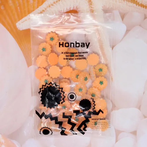 Miniatura 5 de Honbay 50 dijes de calabaza para Halloween, cabujones de resina con parte trasera plana, bonitos adornos vegetales para accesorios para el cabello