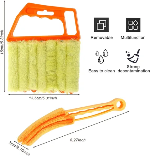 Miniatura 5 de Mwellewm 2 piezas veneciano limpiador de polvo de 7 dedos y 1 cepillo limpiador de ventana para persianas de mano, persianas venecianas, cepillo