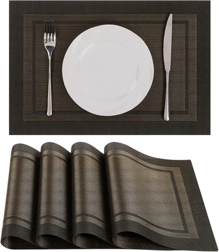 Miniatura 29 de SHACOS - Caminos de mesa de vinilo tejido, lavables, para uso en interiores o exteriores, fáciles de limpiar