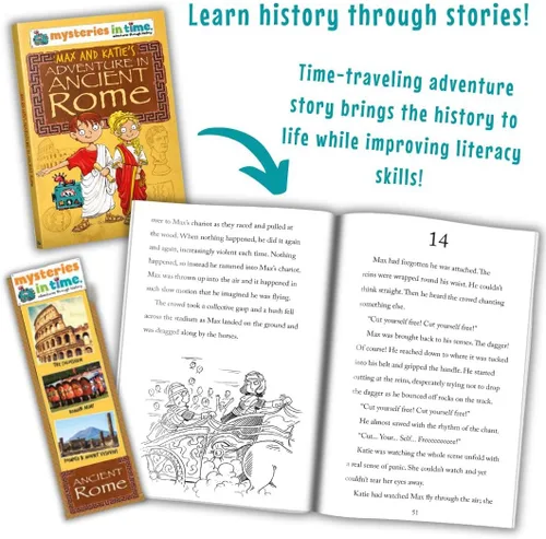 Miniatura 6 de Mysteries in Time Ancient Rome - Paquete de actividades romanas para niños de 6 a 11 años, con libro de historia y revista, perfecto para avión