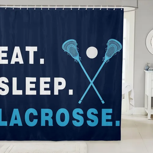 Lacrosse - Cortina de baño para bañera para niños, con temática deportiva, cortina de ducha para niños y adultos, juego de cortina de ducha de