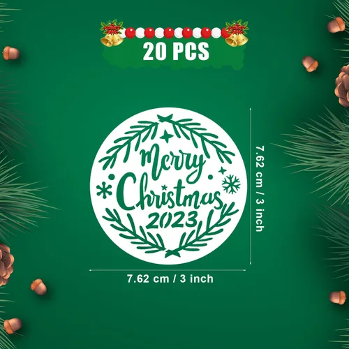 Miniatura 2 de 20 plantillas navideñas para pintar sobre madera, 3 x 3 pulgadas, pequeñas plantillas reutilizables de Feliz Navidad, plantillas redondas
