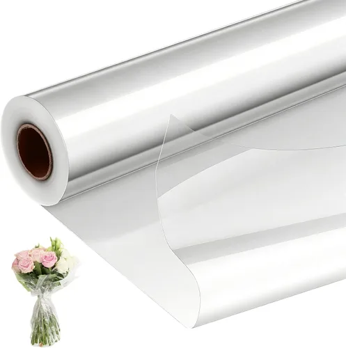 Miniatura 11 de GcFoir Rollo de celofán transparente de 34.5 pulgadas de ancho x 220 pies de largo, 3 mil de grosor de plástico transparente para cestas de regalo