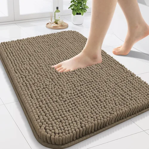 Miniatura 23 de Arotive Alfombras de baño de felpilla extrasuaves y absorbentes, de 24 x 16 pulgadas, lavables a máquina, parte trasera de goma antideslizante