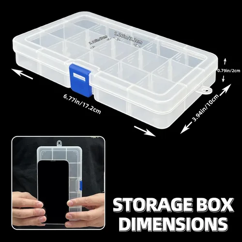 Miniatura 8 de DUOFIRE Recipiente organizador de plástico separador almacenador ajustable compartimento modular con tapa para joyas abalorios aretes herramientas