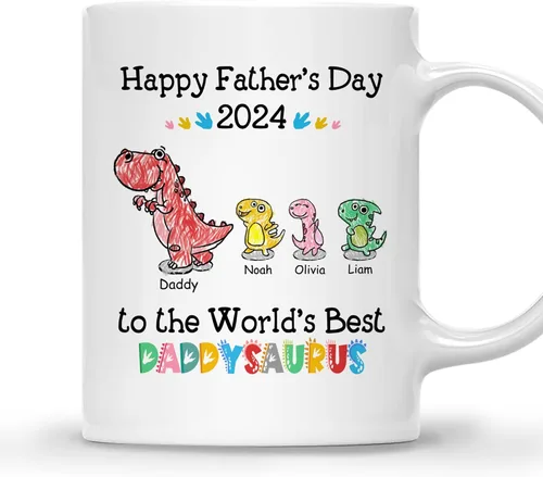 Miniatura 10 de GOSSBY Taza personalizada (1 dinosaurio bebé) ... Like a normal dad but more awesome - Taza personalizada para padres, dinosaurio para papá y bebé