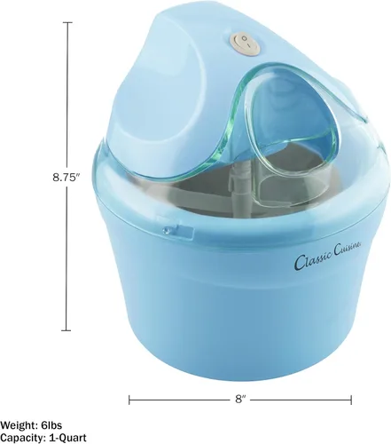 Miniatura 2 de Máquina para hacer helados – Máquina de helados de 1 cuarto de galón para hacer sorbete, helado, helado y yogur congelado – Electrodomésticos de Azul