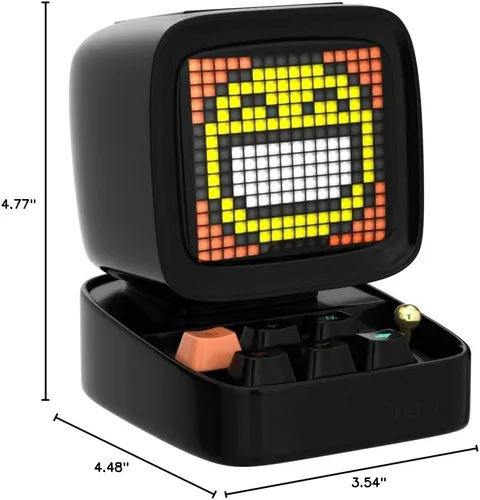 Miniatura 12 de Divoom Ditoo - Altavoz Bluetooth retro de arte pixelado con pantalla frontal de 16X16 LED controlada por aplicación (color negro)