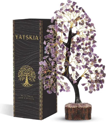 Árbol de la vida con cristales de amatista, árbol púrpura, decoración de cristal, árbol de los chakras, regalos curativos para mujeres, decoración