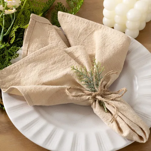 Miniatura 14 de Socomi Servilletas de tela beige de verano, lavables, reutilizables, a granel, de lino, algodón, juego de 4 servilletas de 17 x 17 pulgadas
