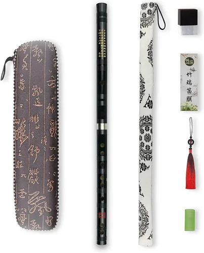 Miniatura 7 de C Key Dizi - Flauta de bambú amargo para principiantes con membrana gratis, pegamento y protector Set de instrumento chino tradicional