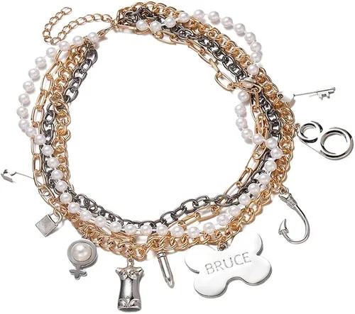 Miniatura 2 de Hanreshe - Gargantilla de perlas con clip de papel, chapado en cobre y plata, colgante de corazón, cadena de abalorios, joyería de moda para mujer