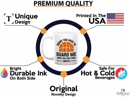 Miniatura 3 de Taza de café de baloncesto de 11 onzas, color blanco, tus tobillos, aros de baloncesto al aire libre, regalos de red para niños de 17 años, doble
