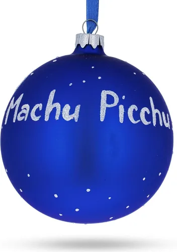 Miniatura 7 de Machu Picchu, Perú Adorno de bola de Navidad de cristal de 4 pulgadas
