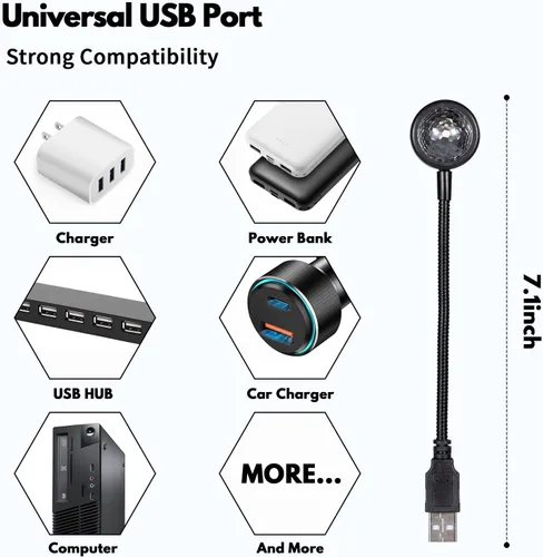 Miniatura 6 de LuxLumin Luces de techo para automóvil, proyector de estrella USB, luz nocturna, luces interiores ajustables para automóvil, luces LED portátiles