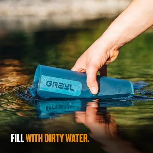 Miniatura 3 de GRAYL UltraPress - Purificador de agua y botella de filtro para senderismo, mochileros y viajes (azul bosque)