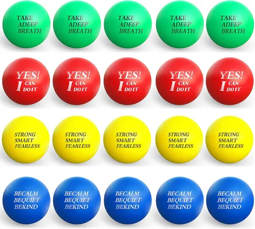 Kasyat 20 bolas motivacionales para el estrés, bolas coloridas para aliviar el estrés con citas inspiradoras, pequeñas y divertidas, regalos de