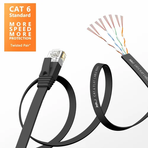 Miniatura 3 de Cable Ethernet Cat 6 de 1 pie (paquete de 6), para exteriores e interiores, compatible con red Cat7 de 10 Gbps, cable de conexión LAN plano