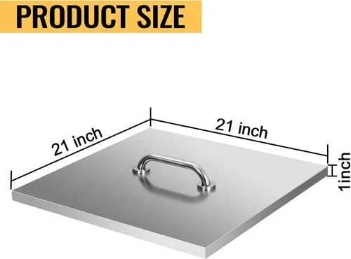 Miniatura 2 de Cubierta para quemador de fogata de 21 x 21 pulgadas, acero inoxidable 430 de 1.5mm de espesor, tapa cuadrada para fogata, se ajusta a chimeneas