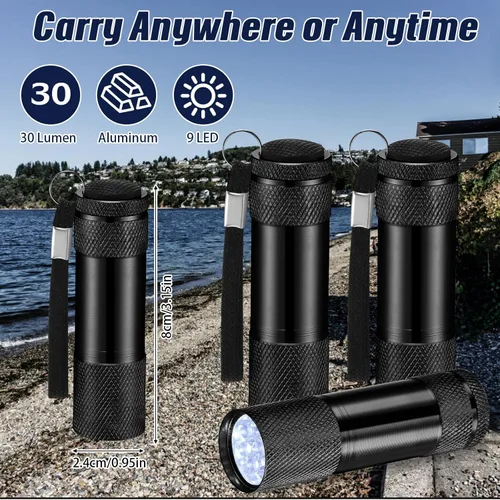 Miniatura 2 de VIHOSE 20 piezas de linternas mini a granel, luz de mano brillante de aluminio con cordón, linternas LED pequeñas para lectura nocturna, emergencia