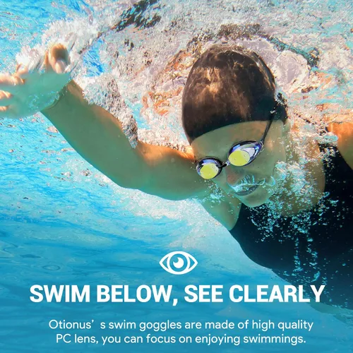 Miniatura 5 de Swim Goggles for Adult Men Women Youth, Bungee Strap Swimming Goggles No Hair Pulling Mirrored/Clear Lens Goggles